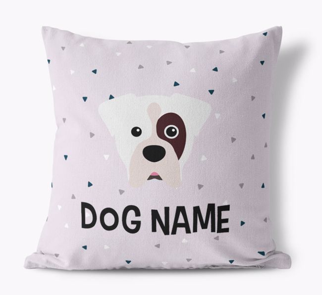 Triangle Pattern with {dogsName}'s Icon: Personalized Canvas Pillow